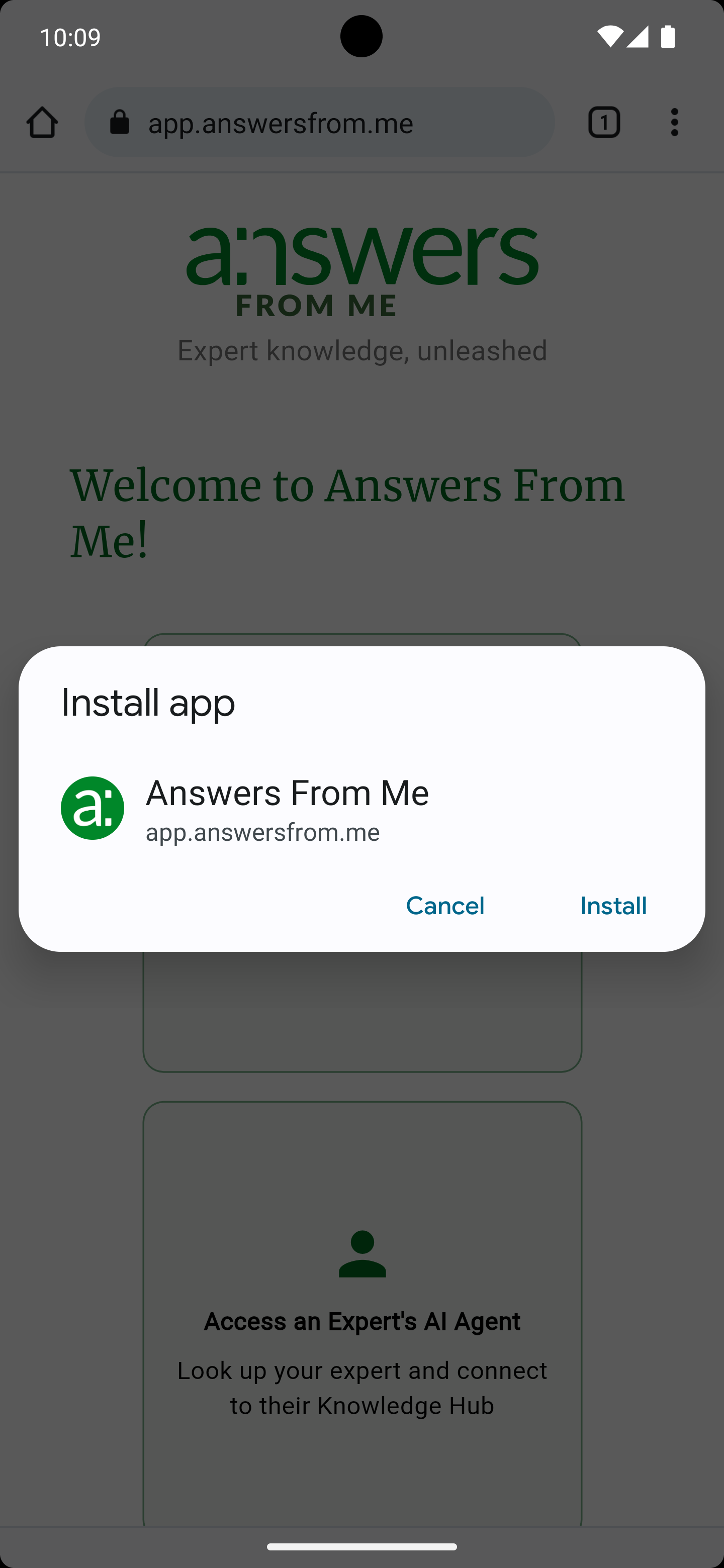 Android install dialog