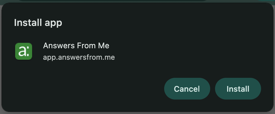 Install app dialog
