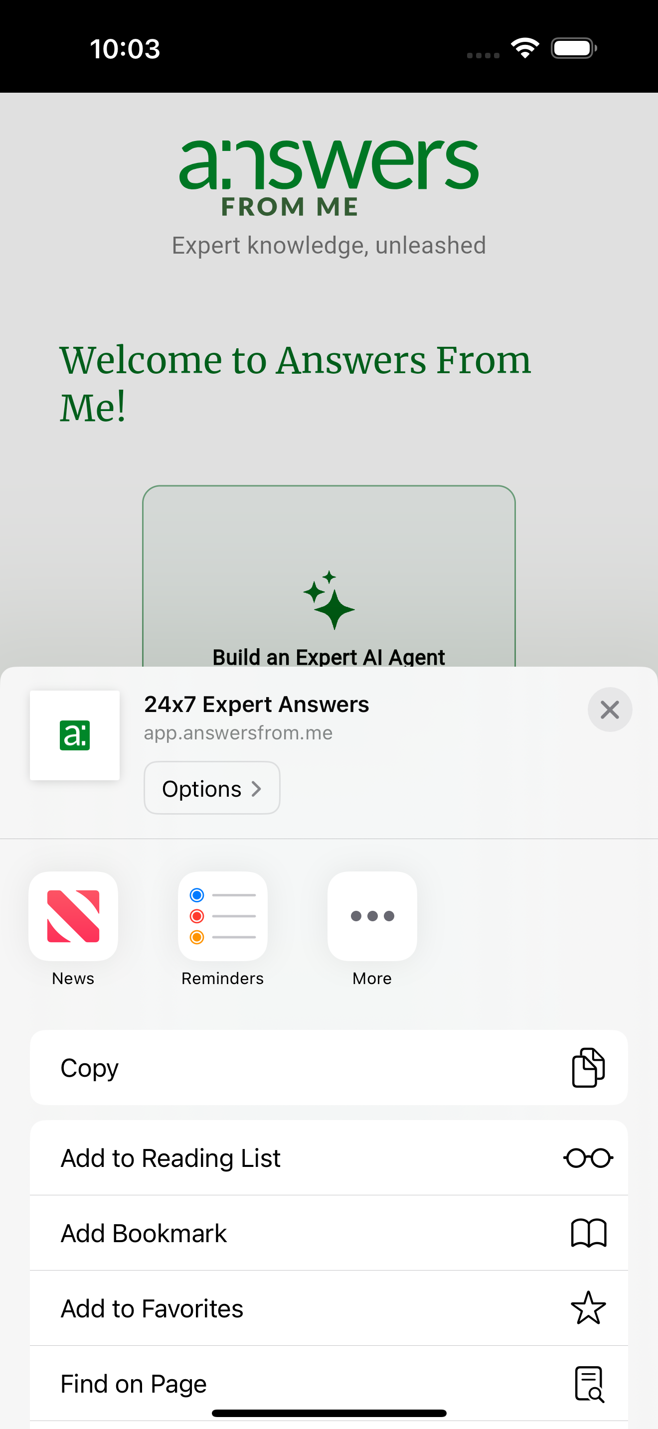 iOS share sheet
