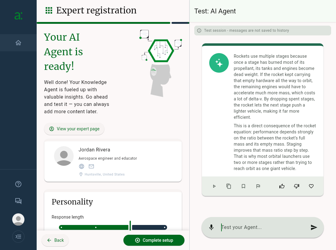 Testing the new agent before completing setup